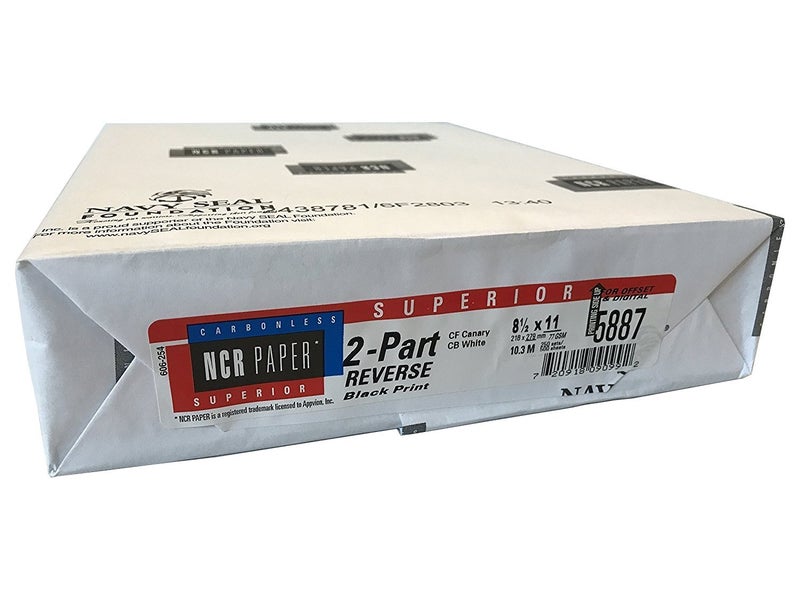 NCR 250 Sets, NCR Paper, 5887, Collated 2 Part (White, Canary), Letter Size Carbonless Paper Appleton - Image 1